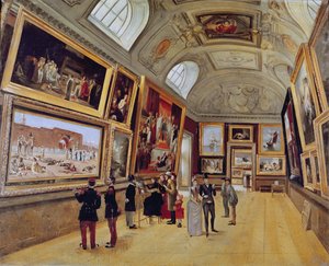Veduta di una stanza nel Museo del Lussemburgo a Parigi nel 1883-85